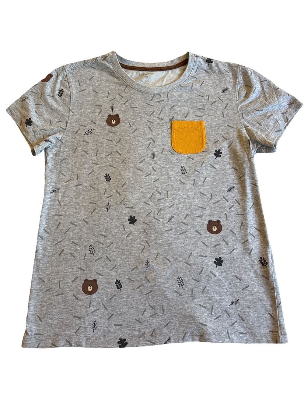 Line Friends Harley Galli Gray Cotton Tee with Mustard Pocket Medium